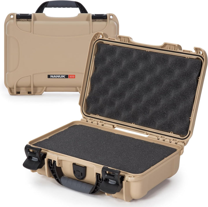 Nanuk 909 Wasserdichter Hartschalenkoffer Mit Plüschschaumeinlage - Braun Tan Würfelförmiger Schaums