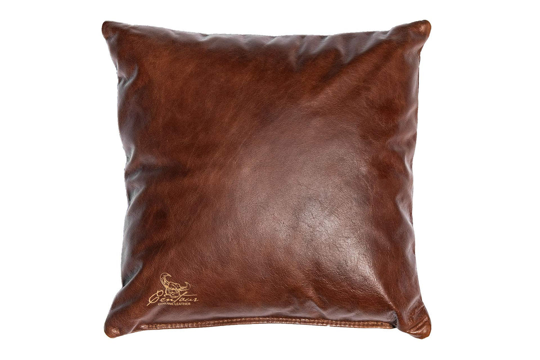 Centaur - Deko Lederkissen 40 x 40 cm für Sofa oder Schlafzimmer nussbraun - Echt Leder Kissen Echtl