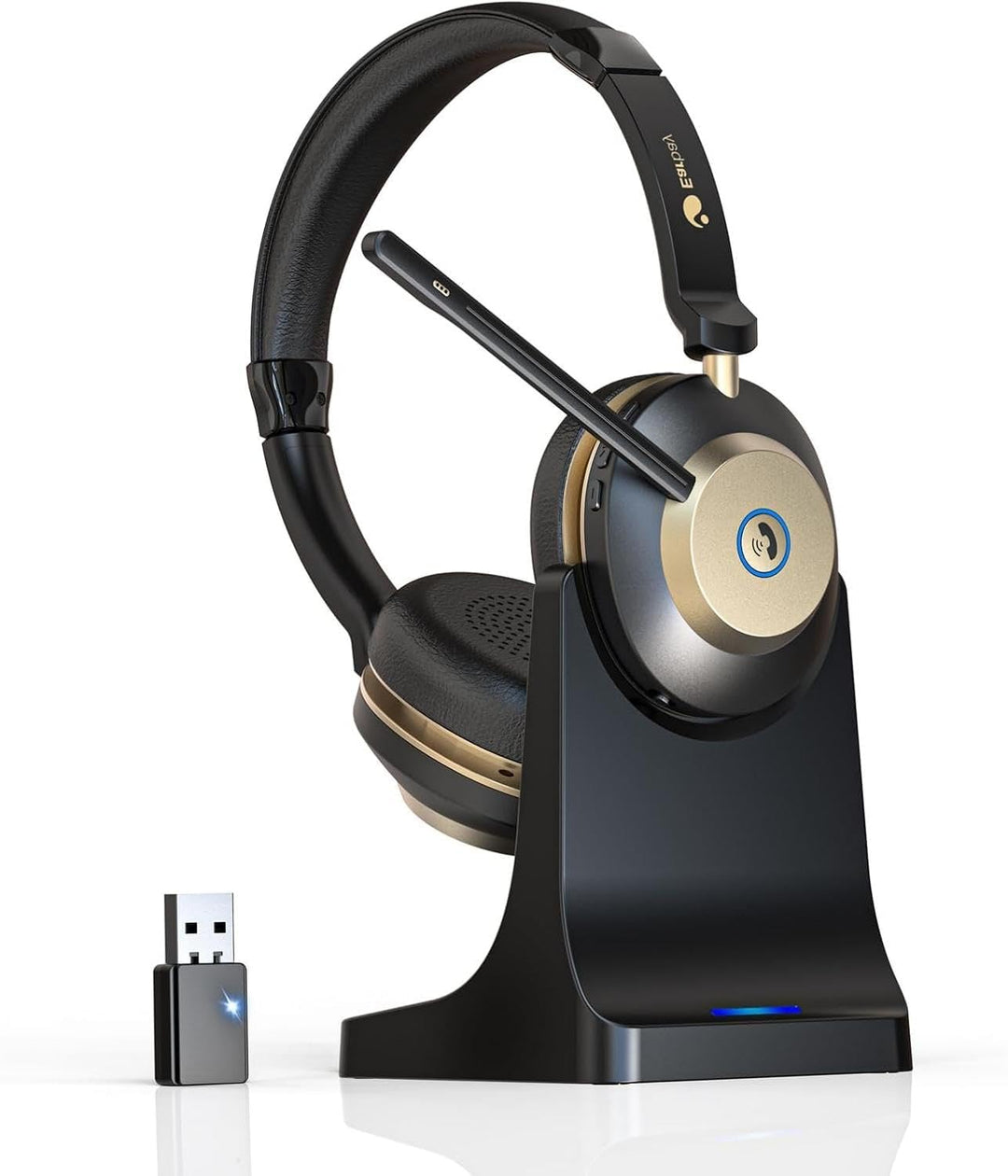 Earbay Headset mit Mikrofon Bluetooth, Headset kabellos KI-Geräuschunterdrückung &amp; USB-Dongle, Bluet