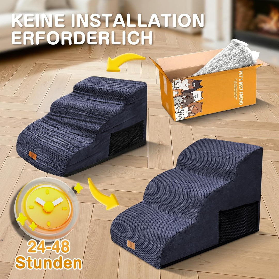 Zvonema Hundetreppe für Kleine Hunde, Hundetreppe Bett, Tragbar Abnehmbar Haustiertreppe mit Waschba