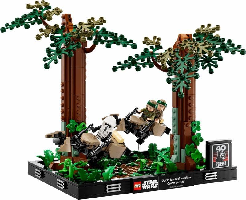 LEGO 75353 Star Wars Verfolgungsjagd auf Endor – Diorama Set, Rückkehr der Jedi-Ritter mit Luke Skyw