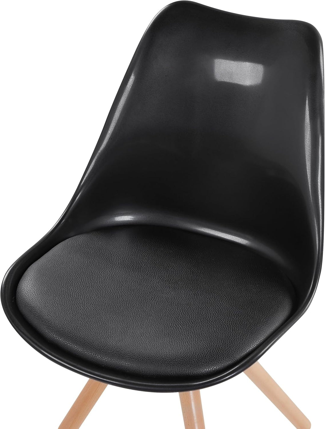 Esszimmerstuhl Schwarz Kunststoff Kunstleder Holzbeine Modern Dakota