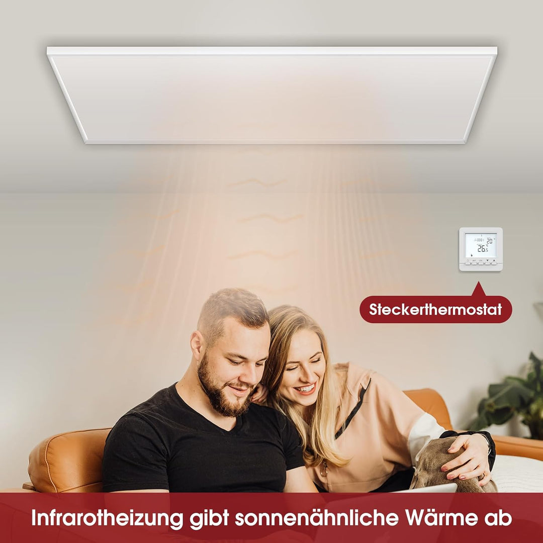 evokor Infrarotheizung Deckenmontage mit Thermostat 400W, Infrarot Deckenheizung mit Überhitzungssch