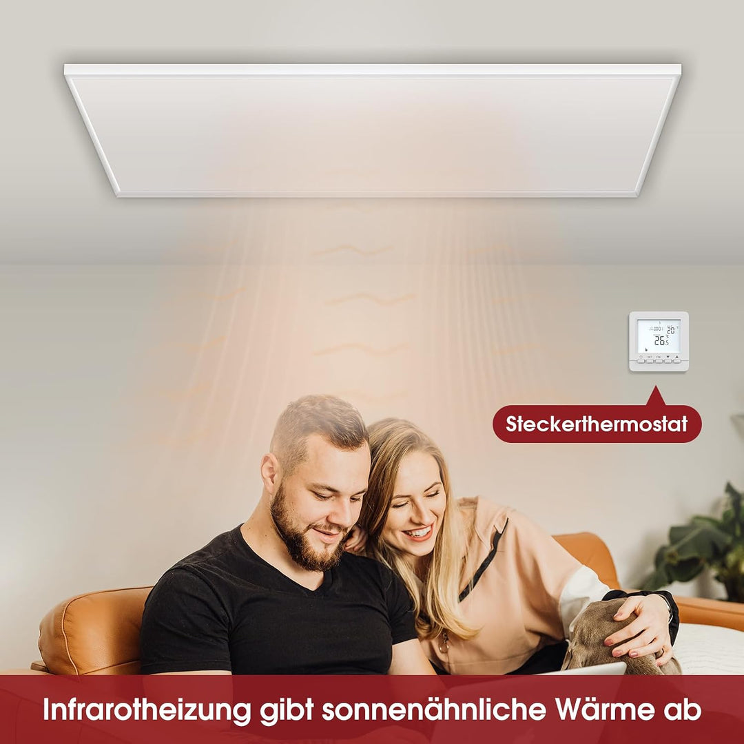 evokor Infrarotheizung Deckenmontage mit Thermostat 400W, Infrarot Deckenheizung mit Überhitzungssch