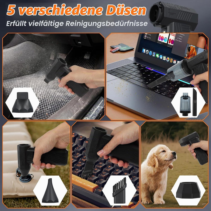 Longzhuo Handstaubsauger Akku, 120000Pa Auto Staubsauger 4-In-1 Handsauger 4-Stufen Starke Saugkraft