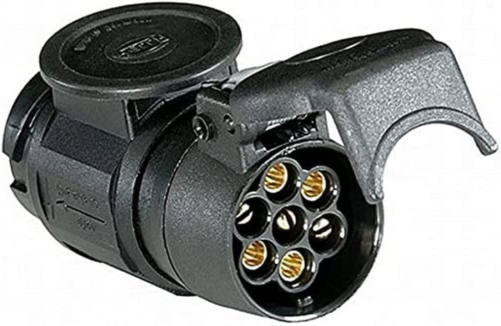 HELLA Adapter, Steckdose - 12V - von 13-polig auf 7-polig - Länge: 91mm - Kunststoff - schwarz - DIN