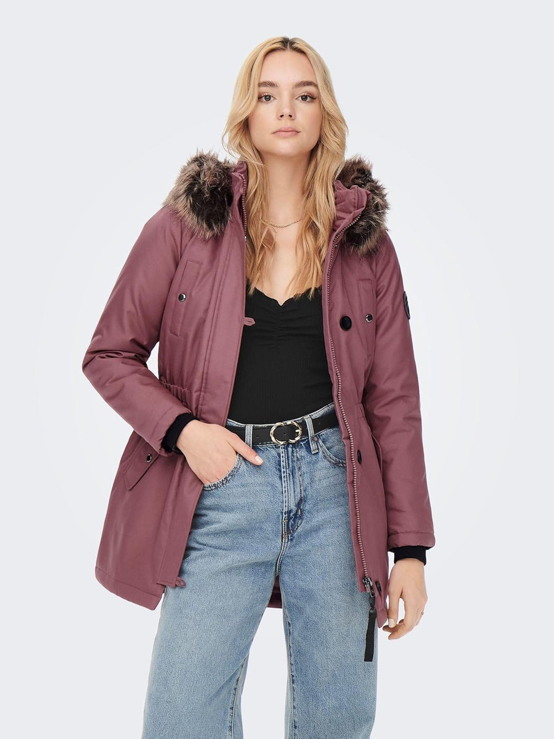 ONLY Damen ONLIRIS FUR Winter Parka CC OTW 15213755 XS Rose Brown, XS Rose Brown