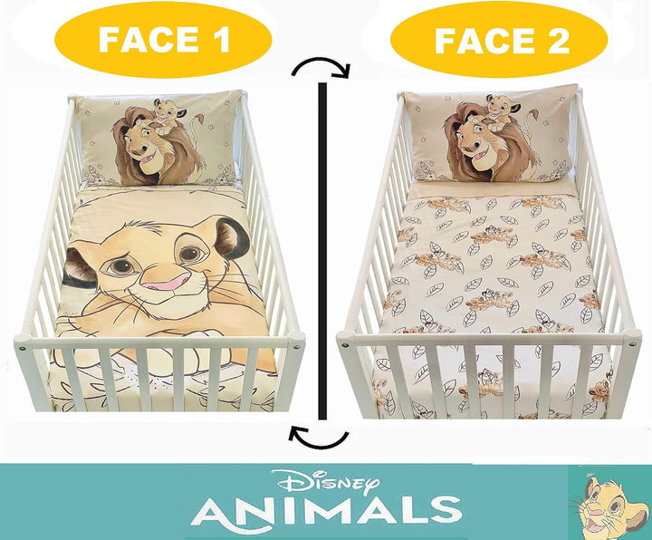 baby bettwäsche 100 x 135 cm und Kissenbezug 40 x 60 cm | Bettwäsche König der Löwen für Betten 60 x