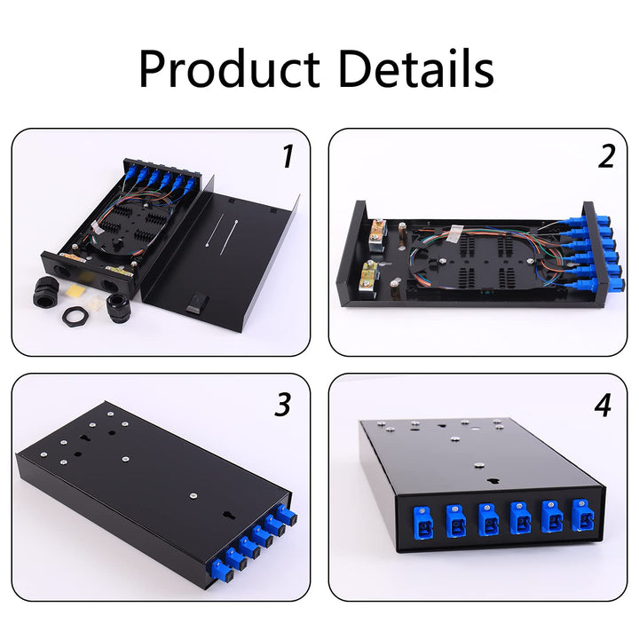 toolco SC SM 6Port Box +Kabel Wandmontage Glasfasergehäuse mit Spleissmodul und geladenem 6 Port SC-