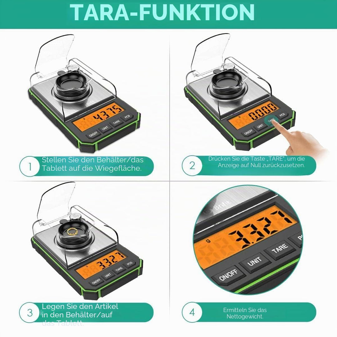 ORIA Feinwaage 0,001g, Digitale Milligramm Waage 50g / 0,001g, Digitale Taschenwaage mit LCD-Anzeige