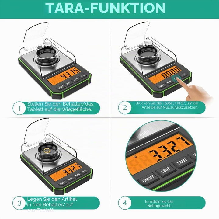 ORIA Feinwaage 0,001g, Digitale Milligramm Waage 50g / 0,001g, Digitale Taschenwaage mit LCD-Anzeige