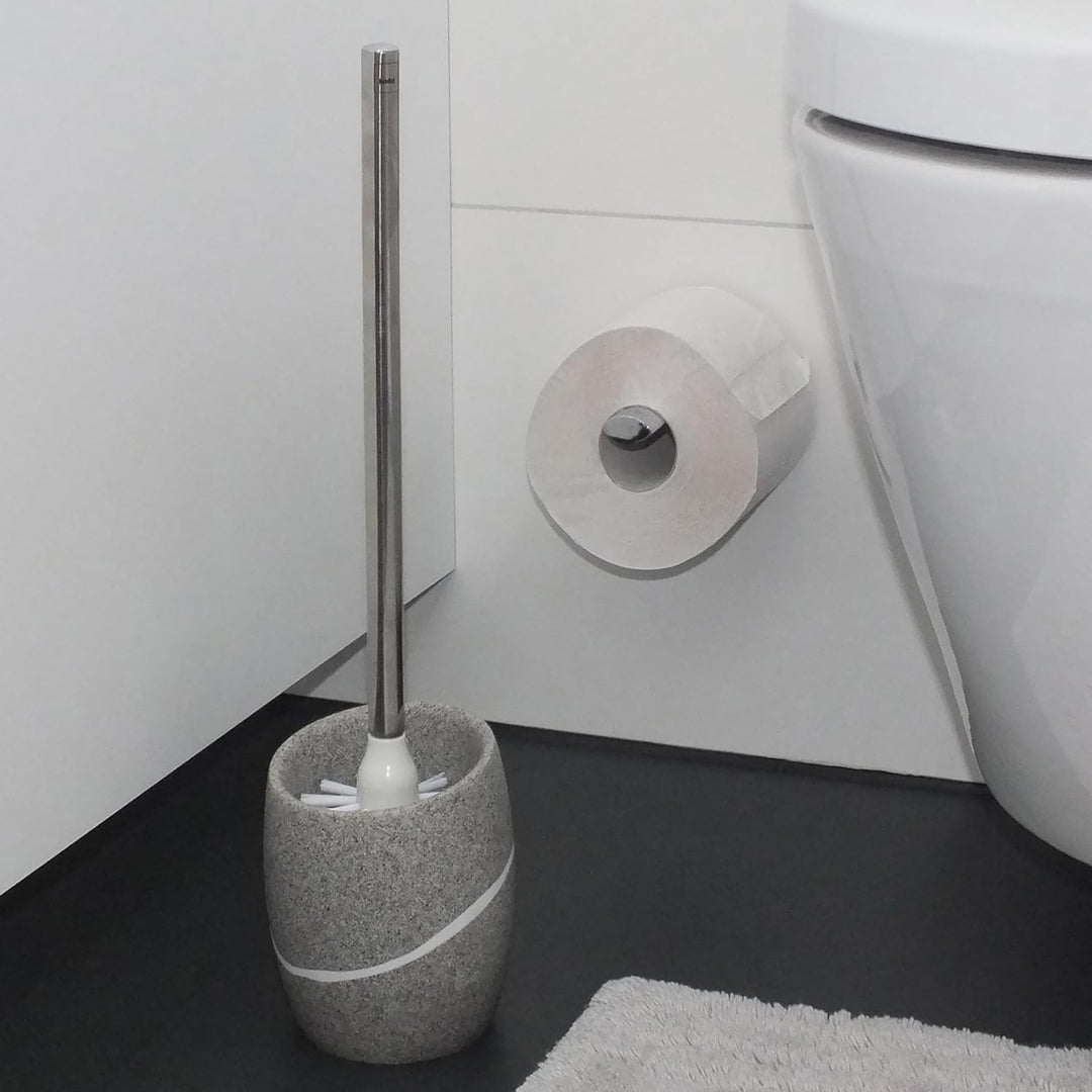 KELA 20258, WC-Bürste und Behälter, WC-Garnitur, Poly, Talus, Grau WC-Set, WC-Set