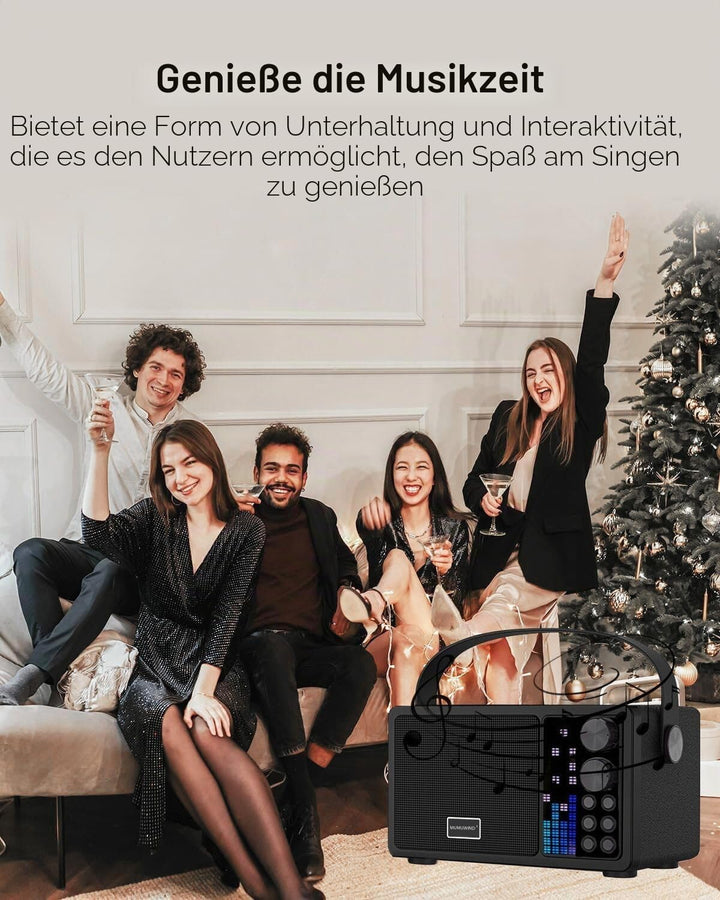 Karaoke Maschine,Karaoke Anlage mit 2 Mikrofonen, Karaoke Box mit 7 Stimmeffekten, Karaoke Set Lauts