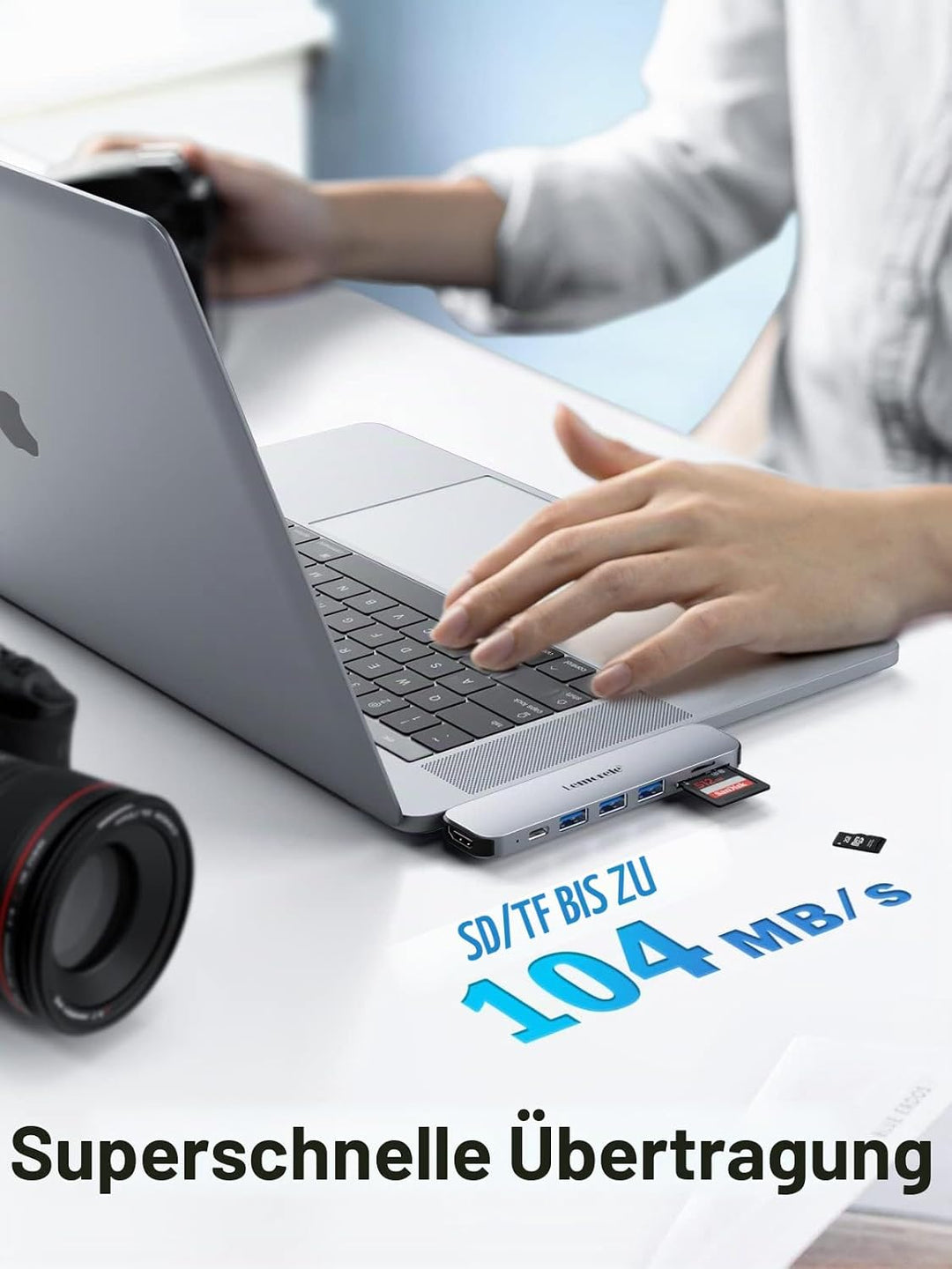 USB C Hub, Lemorele 7 in 2 USB C Docking Station mit Thunderbolt 3, USB 3.0 Ports, SD/TF Kartenleser