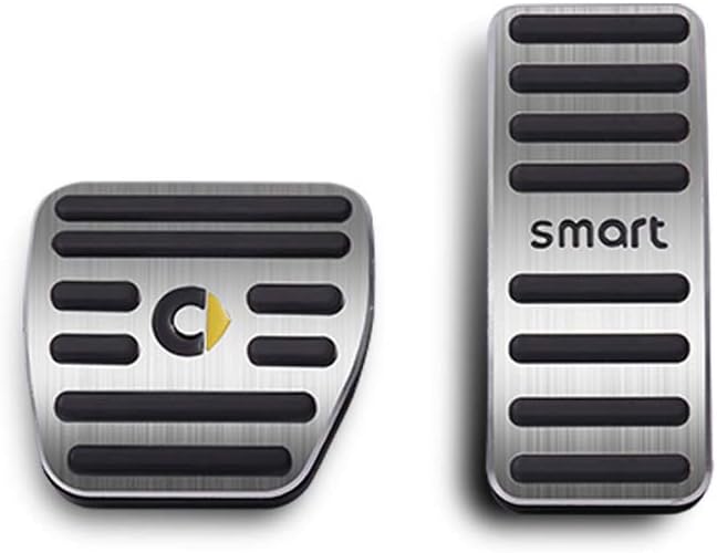 SHIFENG Für Smart 453 Fortwo Forfour Gaspedal Bremspedal Abdeckung Zubehör (Silber, Smart-Logo)