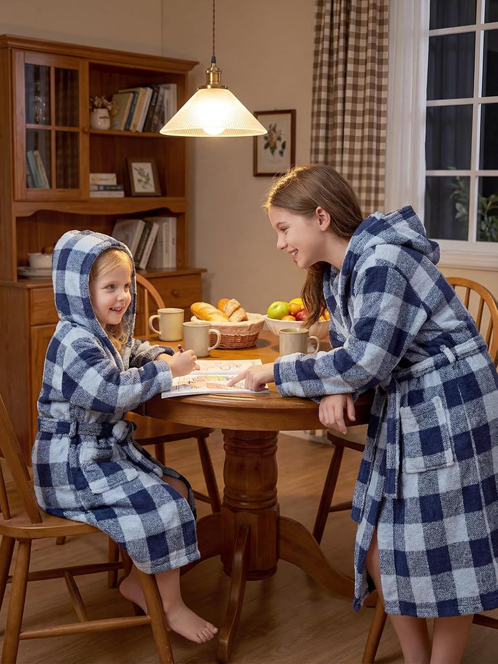 JiAmy Kapuzen Bademantel für Mädchen Flauschiger Fleece Plüsch Langer Schlafmantel Kinder Grau 4-6 J