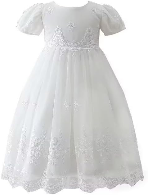 Baby Girl Taufkleid Lang Segenskleider Weiss Formale Brautkleider Besondere Anlässe Kleid für Neugeb