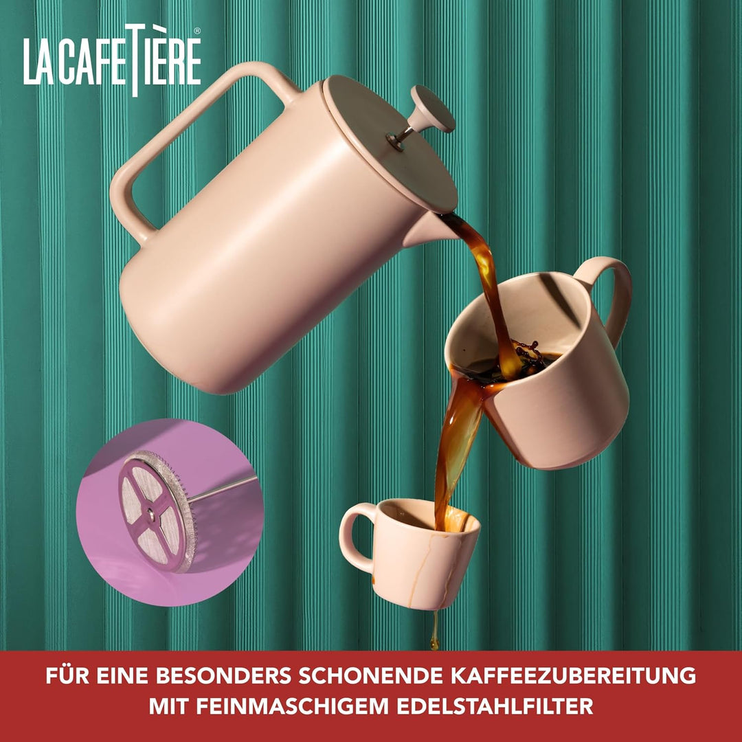 La Cafetière Arezzo Kaffeebereiter aus Steingut, cremefarben/latte, 1 l, in Geschenkbox
