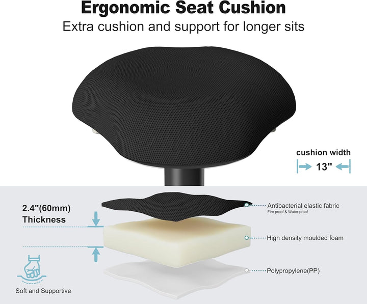 Stehhocker mit Wippfunktion – Ergonomischer Schreibtischhocker höhenverstellbar (59-84 cm) & rutschf