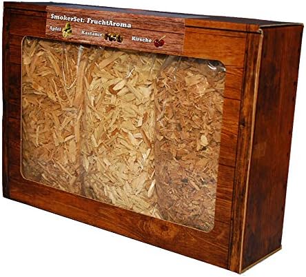 Landree Smoker-Set Fruchtaroma Räucherschnitzel 3X je 2 Liter (Apfel, Kastanie, Kirsche)