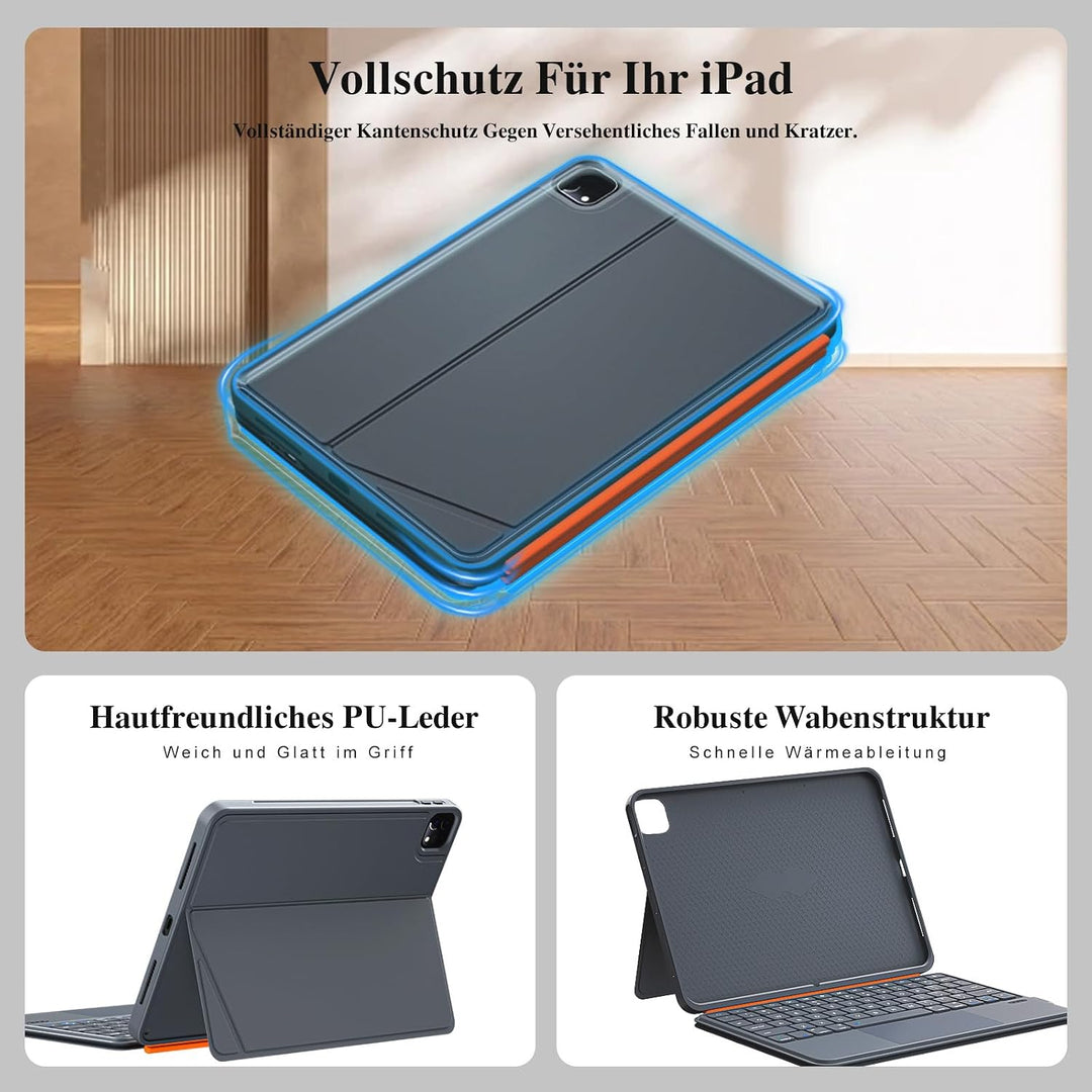 für iPad Air 13 Zoll Hülle mit Tastatur (M4/M3/M2, 2026/2025/2024), Pro 12.9 (6./5./4./3. Gen), Magn