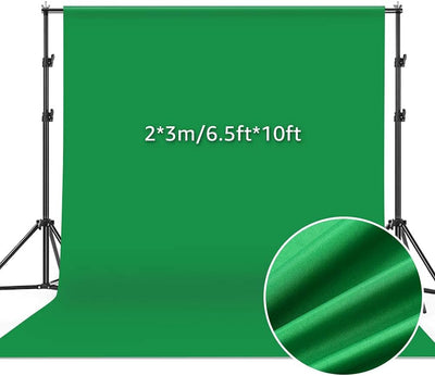 Andoer Greenscreen Kit, Grüner Fotohintergrund Waschbares 2 x 3M mit Hintergrund ständer 2 x 3M, 3 K