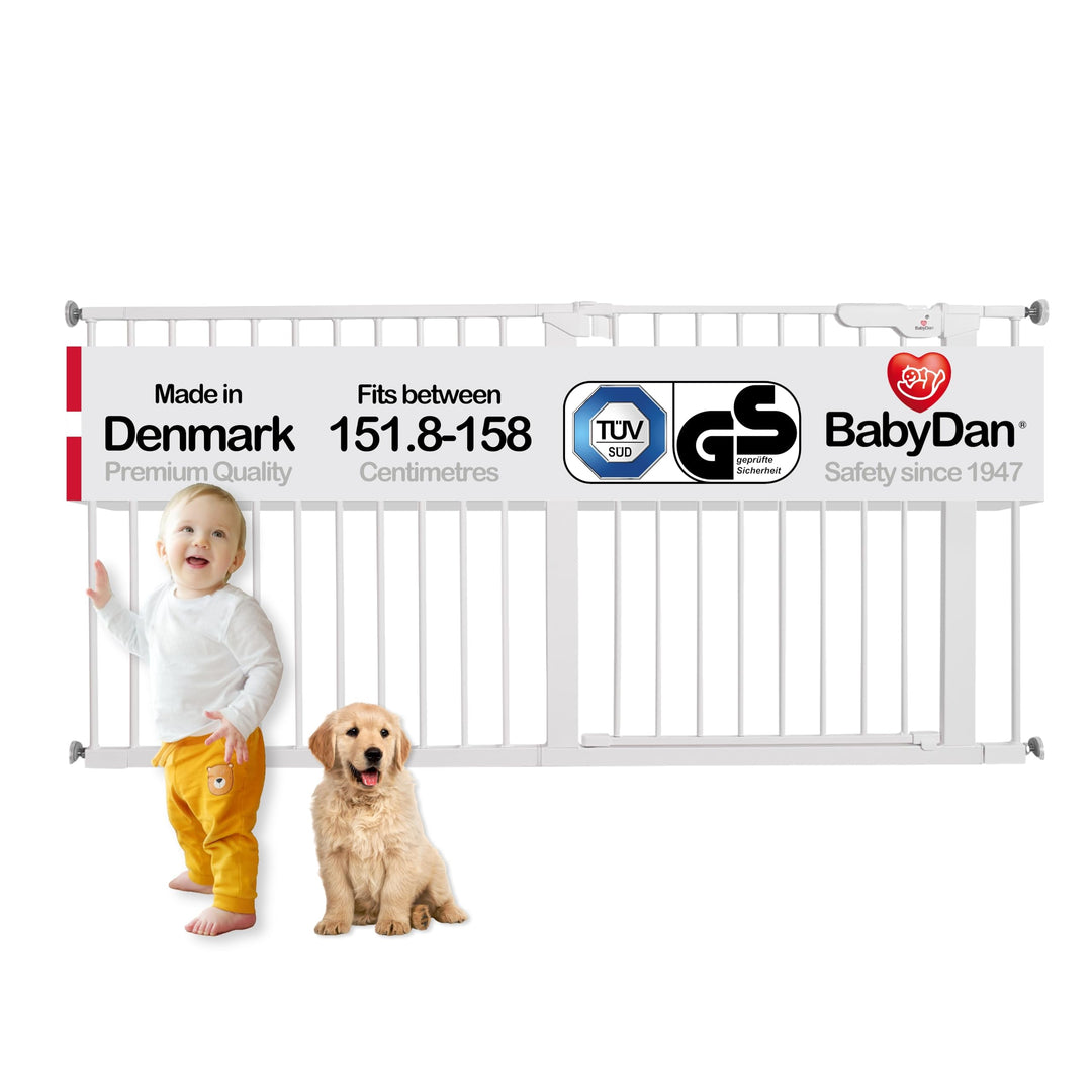 BabyDan Premier, Extra breit Ohne bohren Treppenschutzgitter, 151,8-158 cm, Babygitter/Sicherheitsgi