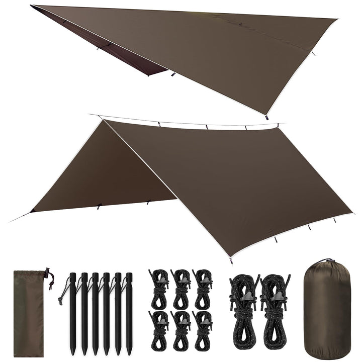 Tarp 3x4M Wasserdicht, Ultraleicht Camping Zeltplane, mit 15 Öse+6 Aluminiumstifte+8 Nylonseile, Ant