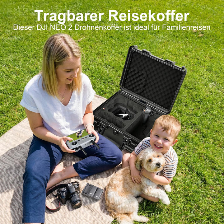 LEKUFEE wasserdichte Harte Transportkoffer für DJI Neo 2 Drohne, Fly More Combo, DJI RC 2, RC N3, Go