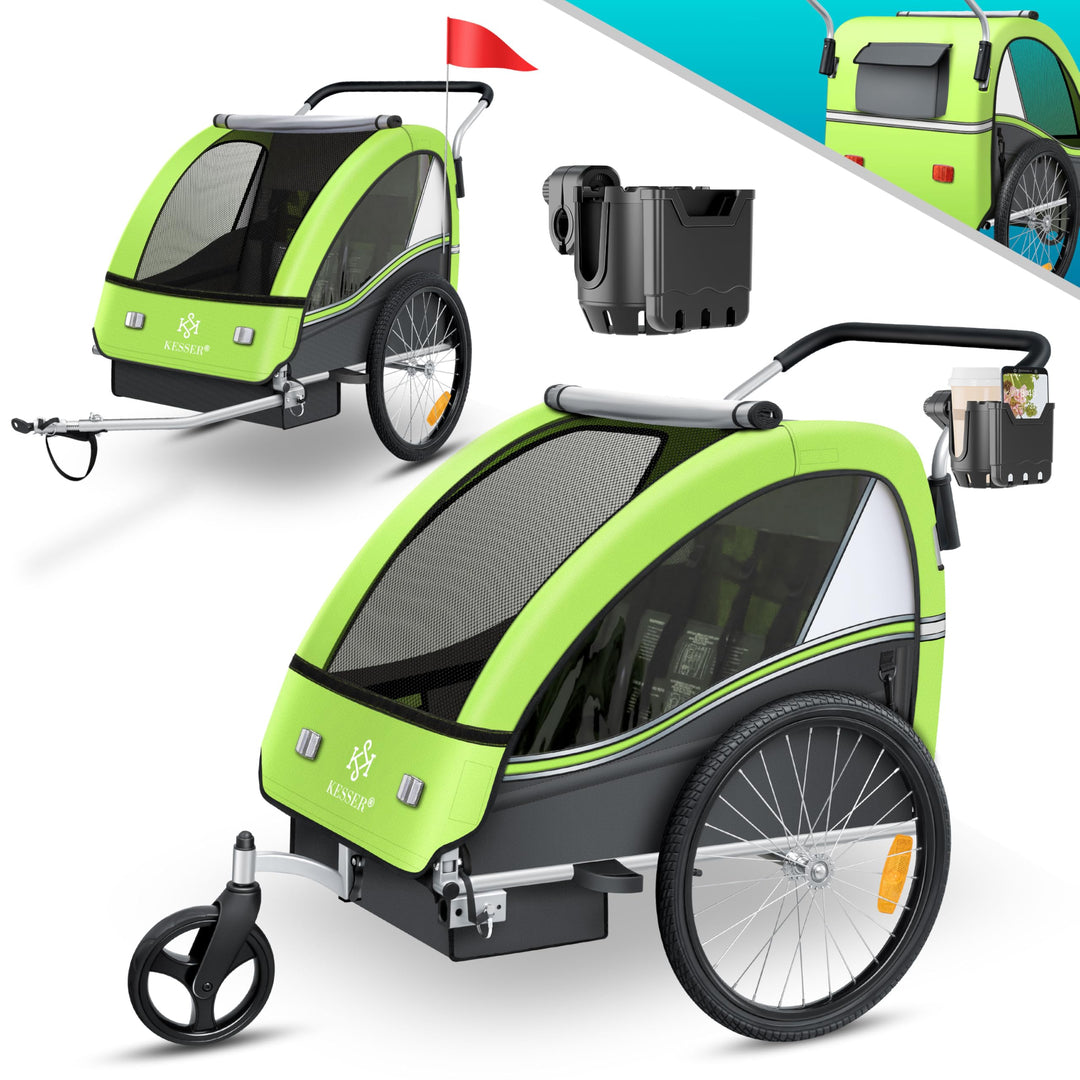 KESSER® Kinderanhänger Fahrradanhänger Sport-RX 2 in 1 Joggerfunktion Kinderfahrradanhänger + 5-Punk