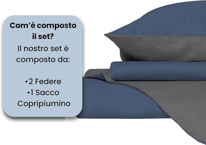Italian Bed Linen Bettwäscheset für Doppelbetten, 250 x 200 cm 250 x 200 cm Avorio/Grigio, Avorio/Gr