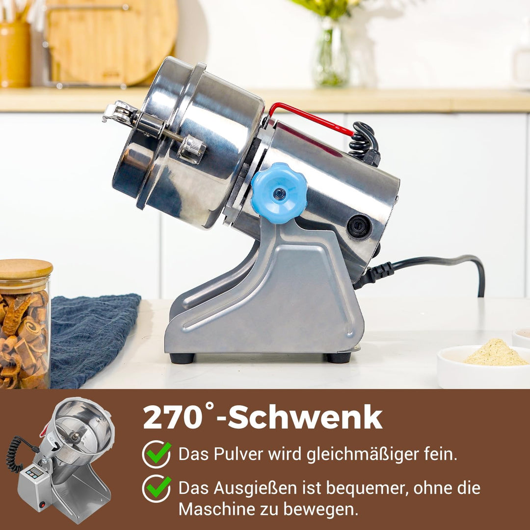 Elektrische Getreidemühle Mühle, 500g Kommerzielle Gewürzmühle 1400W Edelstahl Pulverisator Trockenm