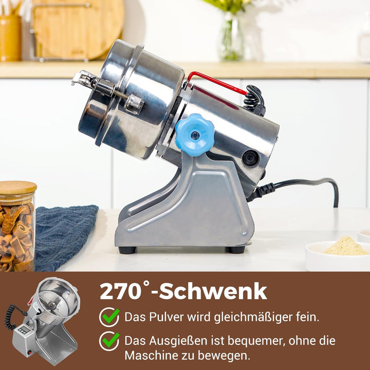 Elektrische Getreidemühle Mühle, 500g Kommerzielle Gewürzmühle 1400W Edelstahl Pulverisator Trockenm