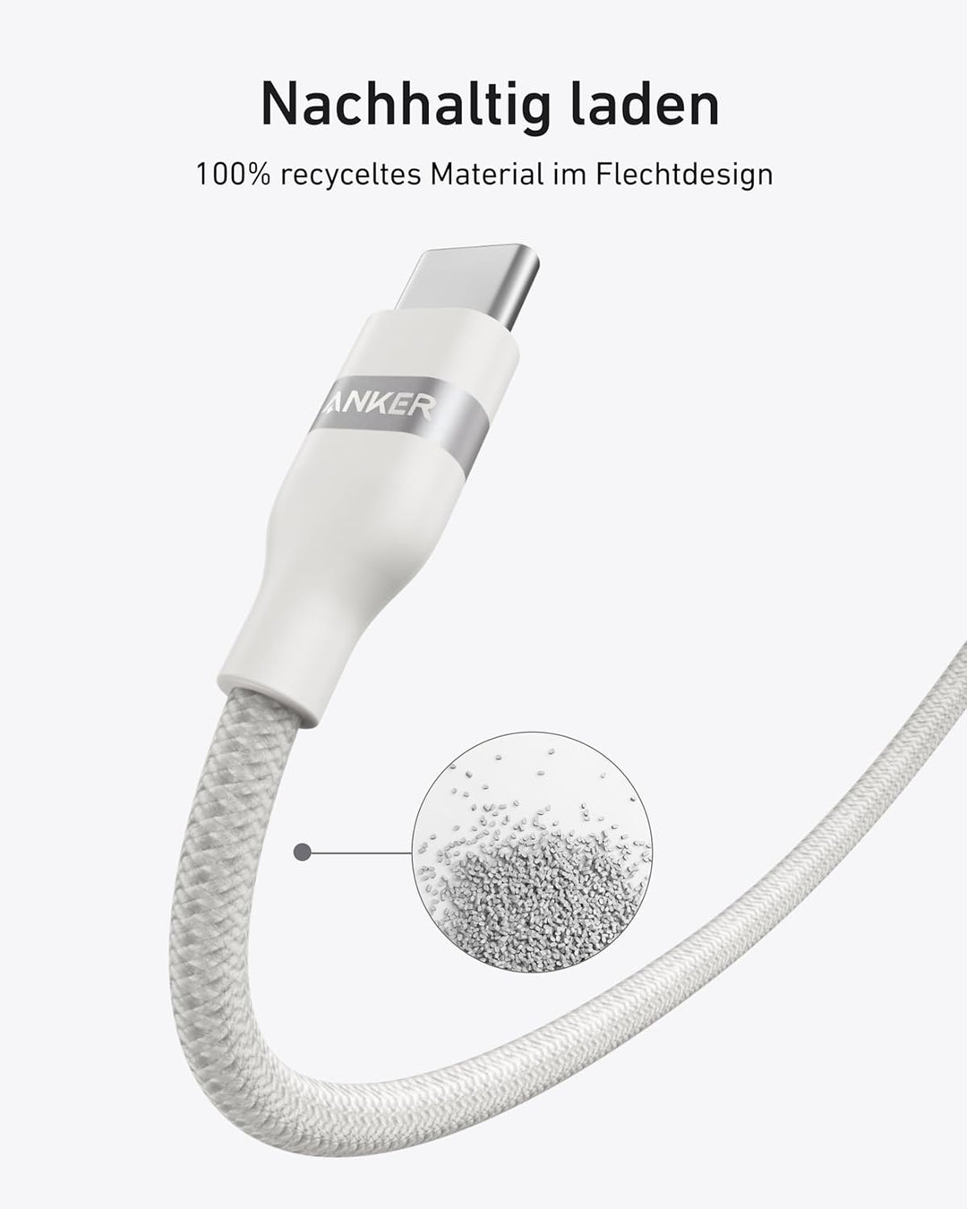 Anker Nano USB C auf USB C Kabel, 240W 1,8m flexibel farbig geflochten, USB C Schnellladekabel Typ C