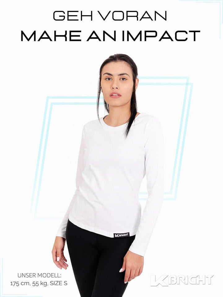 K-BRIGHT Langarmshirt Damen Langarm Nachhaltig Bio Baumwolle Damen Oberteil Sommer Sportshirt Funkti