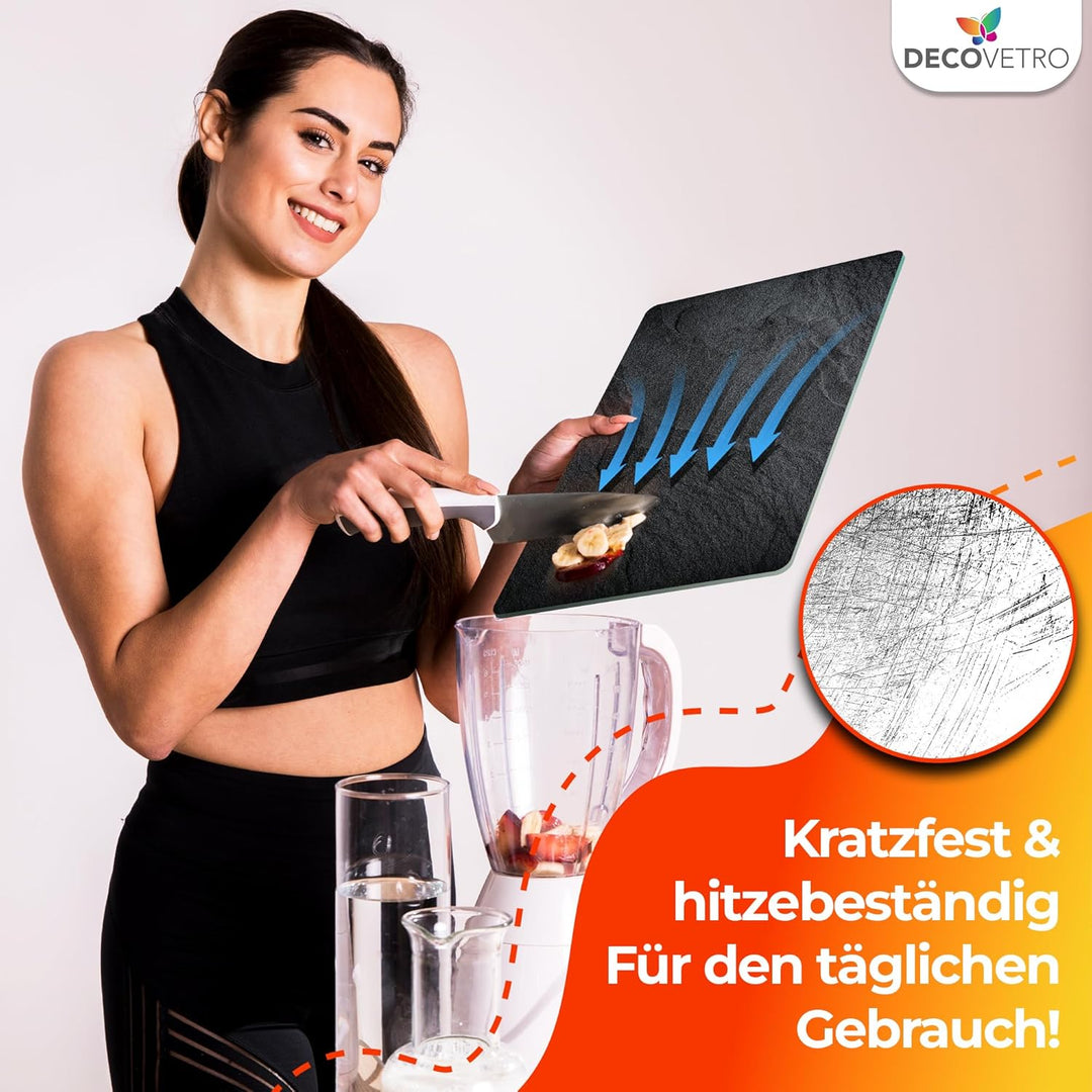 Decovetro® Schneidebrett Glas | 40 x 30 cm | Glass Cutting Board | Hygienisches und robustes Glassch