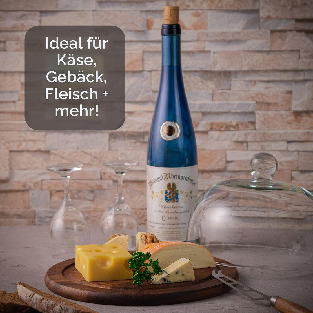 Zassenhaus Käseglocke | Glasglocke mit Holzboden aus Akazienholz | Rundes Käsebrett | Verwendbar als