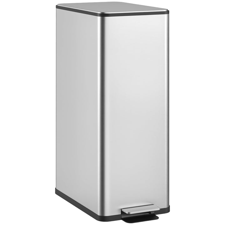 HOMCOM Mülleimer 20 L mit Softclose-Deckel Pedal 21,5 x 37,2 x 57cm Silber | Treteimer, Abfalleimer