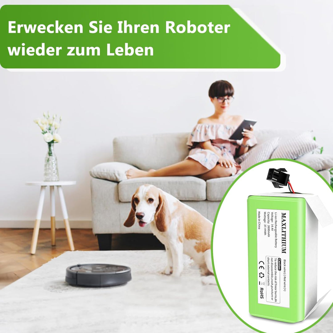 14.4V 2600mAh Ersatz-Akku Akku kompatibel mit Eufy RoboVac 11S 11S MAX G10 Hybrid G20 Serie 15C 30 3