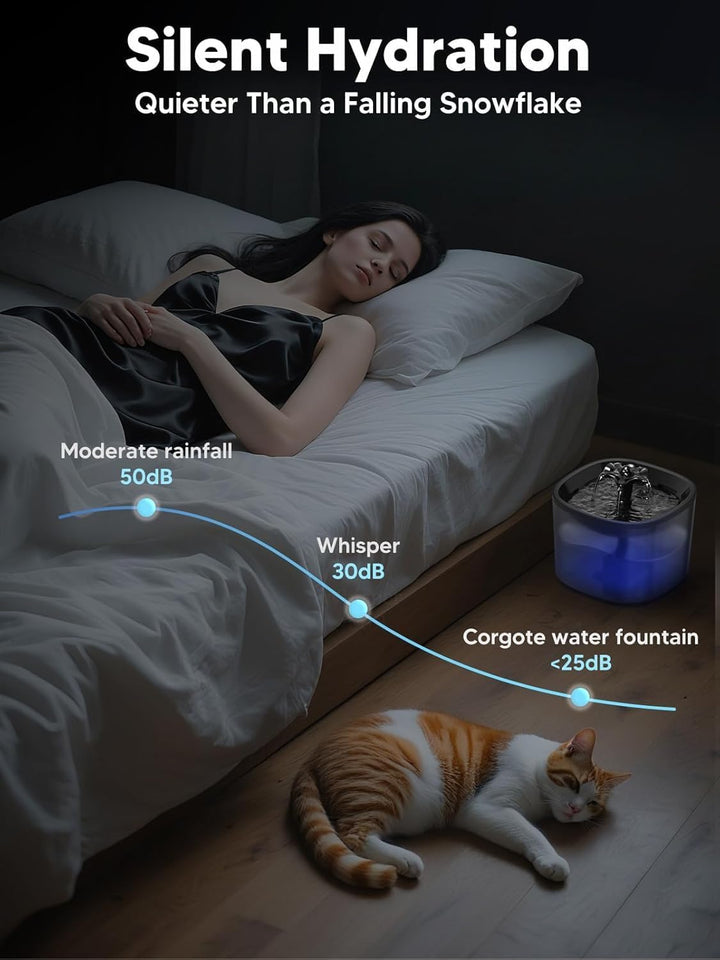 Automatischer Trinkbrunnen für Katzen – 2L Fassungsvermögen, 4‑Stufen‑Filtration, leise Pumpe (, Sch
