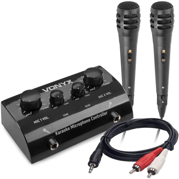 Karaokeanlage - Vonyx AV430B - Mischpult mit Mikrofonen und Kabeln - Verwandeln Sie Ihre Stereoanlag
