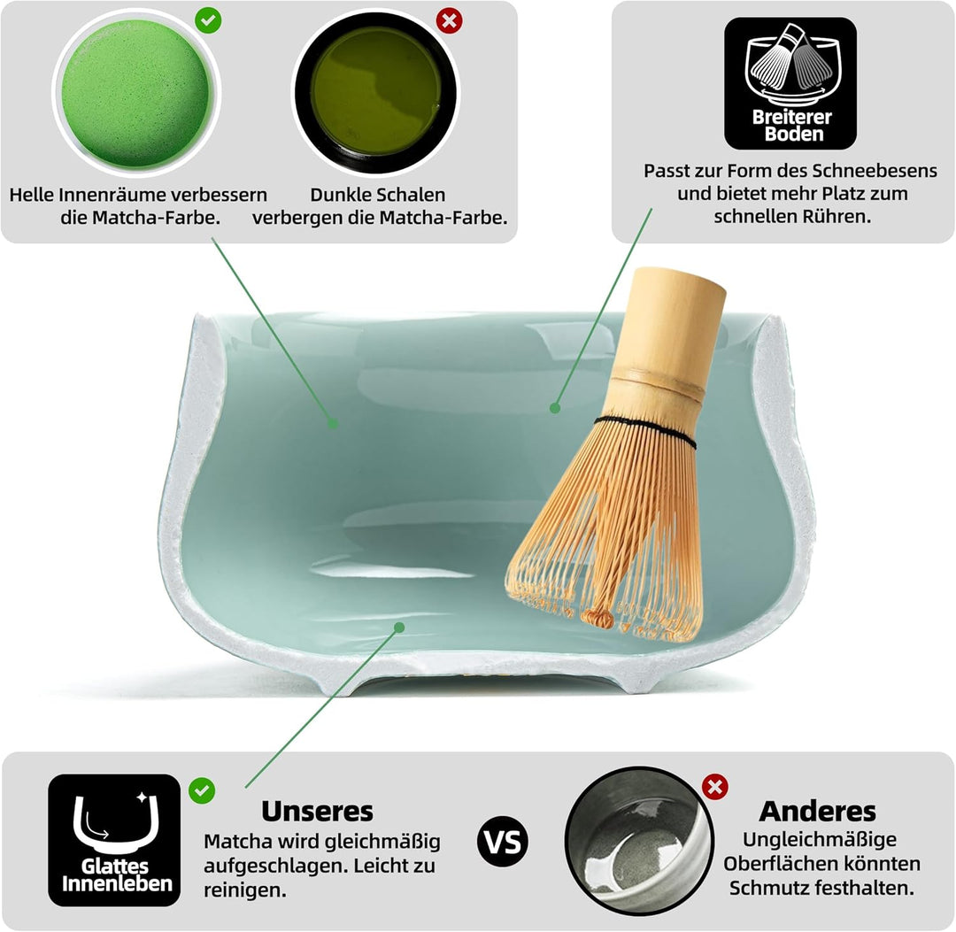 TEANAGOO Matcha Set| Matcha Besen|Matcha Tea Set | Matcha Schale| Matcha Whisk,Schaufel, Sieb, Match