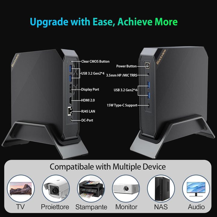 Blackview Mini PC Intel Core i5-12450H(bis zu 4,40GHz), MP200 16GB + 1TB Mini Desktop Computer Windo