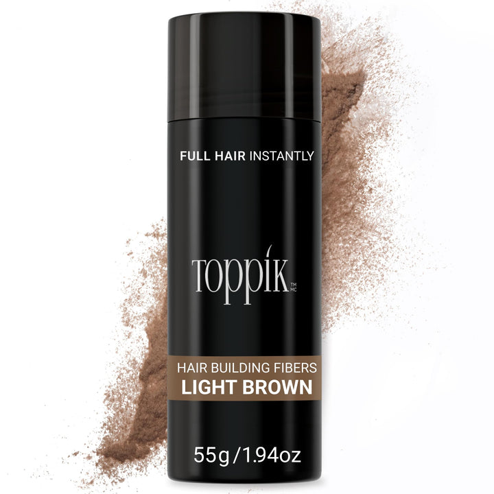 Toppik Haarfasern 55 g, Hellbraun, natürlich gewonnene Fasern aus Keratin für voller aussehendes Haa