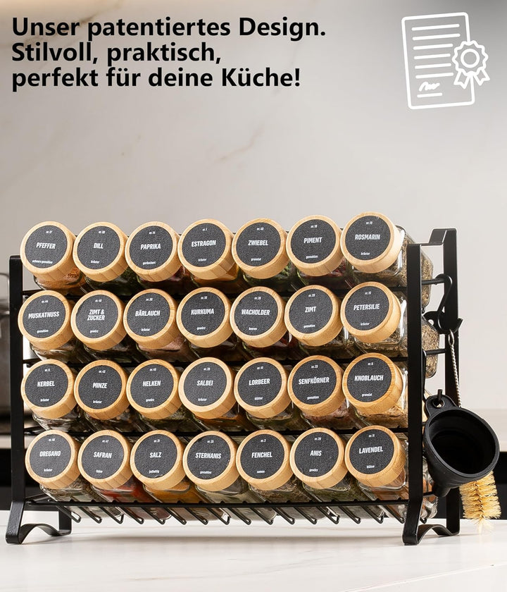 Deco haus® Gewürzregal Stehend & Wand [MIT GEWÜRZDOSEN & ETIKETTEN] - Gewürz Organizer - Gewürzregal