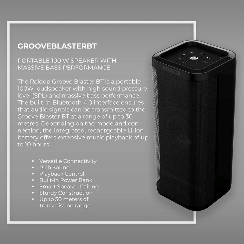Reloop Groove Blaster Bluetooth® Lautsprecher AUX, NFC, USB Schwarz