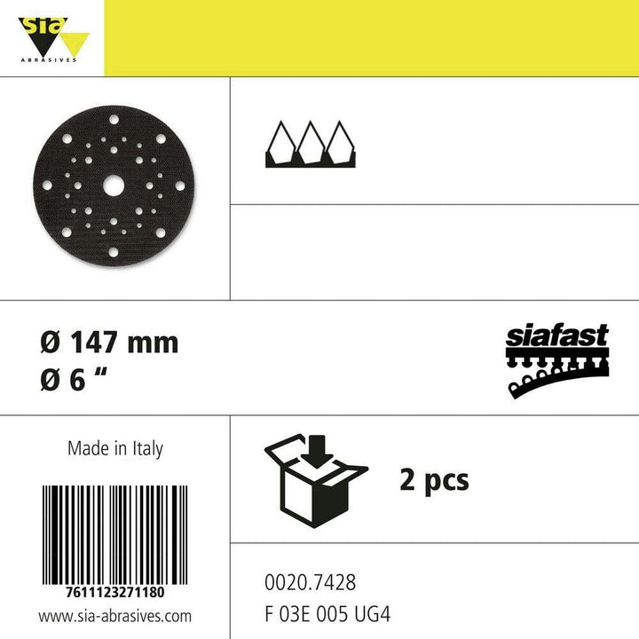 sia Abrasives 0020.7428.01 Serie 9089 Siaklett Zwischenpolster, 33 Loch, 147 mm Durchmesser, 2 Stück
