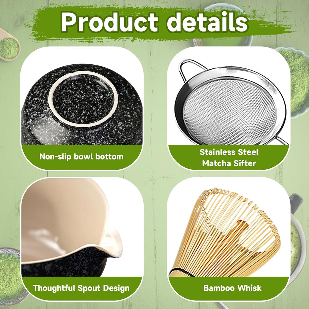 Matcha set, Japanisches Tee-Set, Matcha-Schale, Schaufel, Sieb, Matcha-Besenhalter, Matcha-Besenstän
