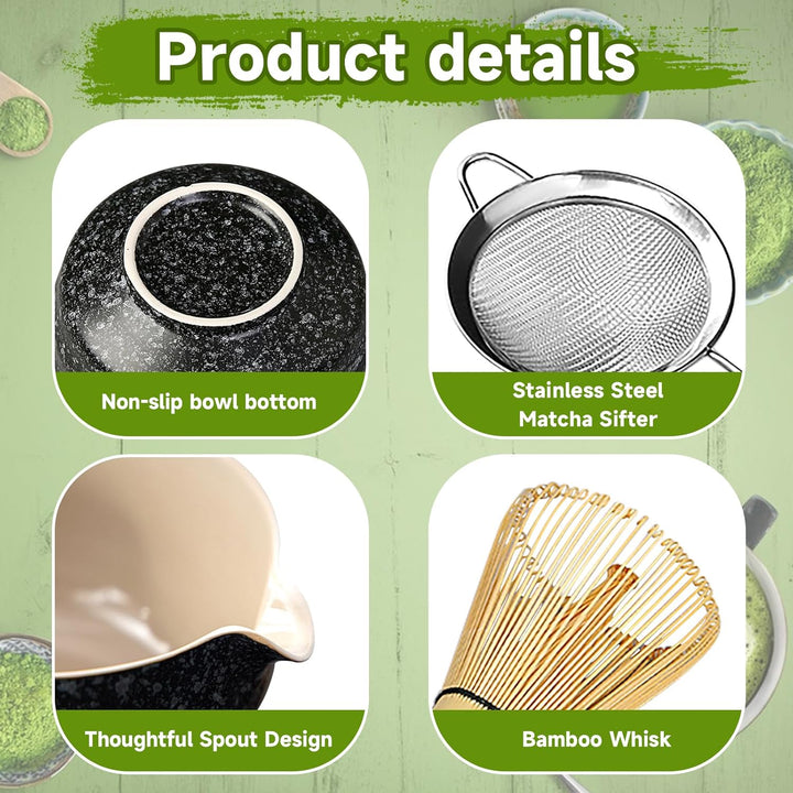 Matcha set, Japanisches Tee-Set, Matcha-Schale, Schaufel, Sieb, Matcha-Besenhalter, Matcha-Besenstän
