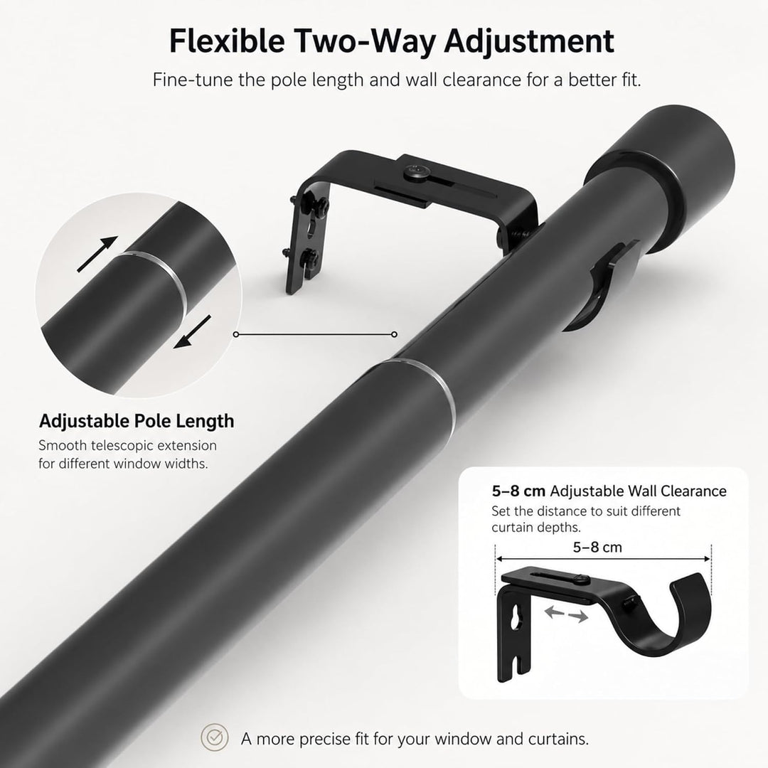 Gardinenstange Ausziehbar Vorhangstangen Curtain Rod Stange für Vorhänge Erstellbare Länge mit Kappe